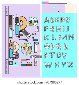 Vector of colorful Retro alphabet. Unique fonts for design and illustration template with techno and robot style. Typography for poster and headline publication.