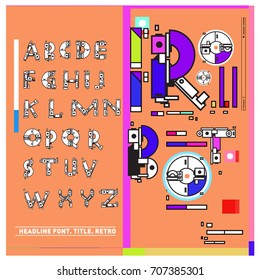 Vector of colorful Retro alphabet. Unique fonts for design and illustration template with techno and robot style. Typography for poster and headline publication.