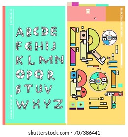 Vector of colorful Retro alphabet. Unique fonts for design and illustration template with techno and robot style. Typography for poster and headline publication.