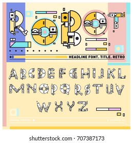 Vector of colorful Retro alphabet. Unique fonts for design and illustration template with techno and robot style. Typography for poster and headline publication.
