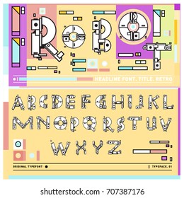 Vector of colorful Retro alphabet. Unique fonts for design and illustration template with techno and robot style. Typography for poster and headline publication.