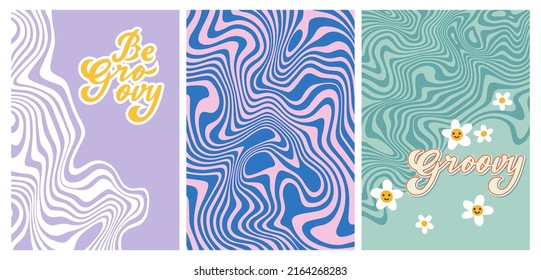 Vector Colorful Retro Flyers Design Template. Vertical Vintage Brochure Layout Concepts.  Abstract 1970 Vibe Backgrounds. 
