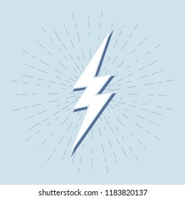 Vector colorful retro  with lightning bolt signs with sunburst effect