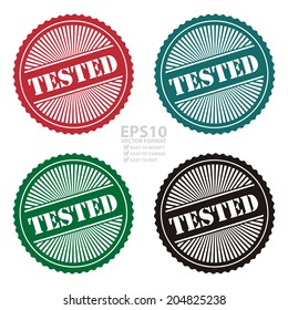 Vector : Colorful Retro Style Tested Icon, Stamp or Label Isolated on White Background
