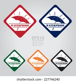 Vector : Colorful Rhombus Waterproof Icon, Label or Sticker