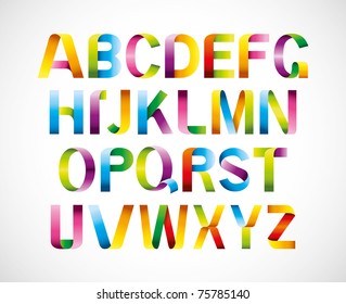 vector of colorful ribbon alphabet