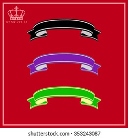 vector colorful ribbon on a red background
