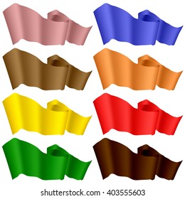 Vector Colorful Ribbons Isolated on White Background. 