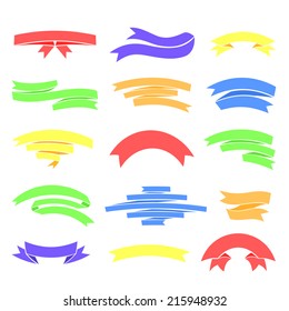 Vector colorful ribbons set, isolated on background, illustration in flat style