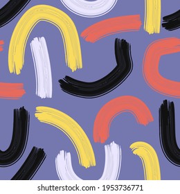 línea de trazo de pincel de curva brusca de color vectorial patrón transparente en gris púrpura