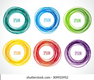 Vector colorful round abstract shapes. Earth colors for fall season banner design. 