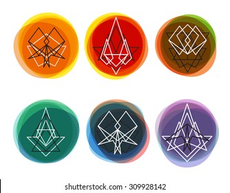 Vector colorful round abstract shapes.Trendy hipster retro backgrounds and logotypes.
