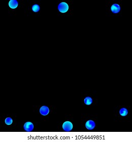 Vector colorful round confetti frame isolated on Black Background. Bright background with scattered confetti. Colored postcard.