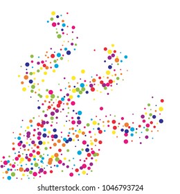 Vector colorful round confetti isolated on white background.Birthday card.Square card and frame.Template for holiday, party, birthday, wedding, solemnity.