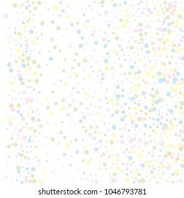 Vector colorful round confetti isolated on white background.Birthday card.Square card and frame.Template for holiday, party, birthday, wedding, solemnity.