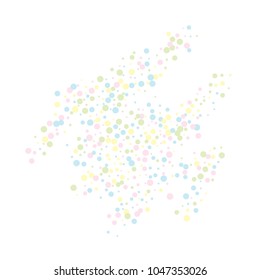 Vector colorful round confetti isolated on white background.Birthday card.Square card and frame.Template for holiday, party, birthday, wedding, solemnity.