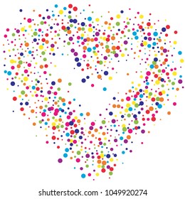 Vector colorful round confetti isolated on white background.Birthday card.Square card and frame.Template for holiday, party, birthday, wedding, solemnity.