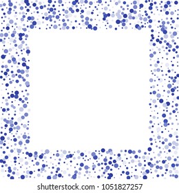 Vector colorful round confetti isolated on white background.Birthday card.Square card and frame.Template for holiday, party, birthday, wedding, solemnity.