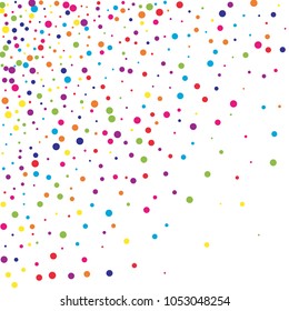 Vector colorful round confetti isolated on white background.Birthday card.Square card and frame.Template for holiday, party, birthday, wedding, solemnity.