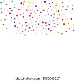 Vector colorful round confetti isolated on white background.Birthday card.Square card and frame.Template for holiday, party, birthday, wedding, solemnity.