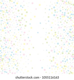 Vector colorful round confetti isolated on white background.Birthday card.Square card and frame.Template for holiday, party, birthday, wedding, solemnity.