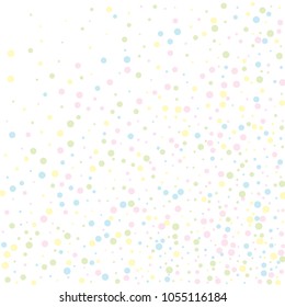 Vector colorful round confetti isolated on white background.Birthday card.Square card and frame.Template for holiday, party, birthday, wedding, solemnity.