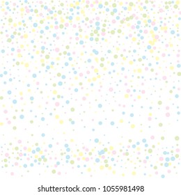 Vector colorful round confetti isolated on white background.Birthday card.Square card and frame.Template for holiday, party, birthday, wedding, solemnity.