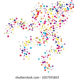 Vector colorful round confetti isolated on white background.Birthday card.Square card and frame.Template for holiday, party, birthday, wedding, solemnity.