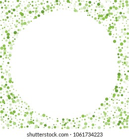 Vector colorful round confetti isolated on white background.Birthday card.Square card and frame.Template for holiday, party, birthday, wedding, solemnity.