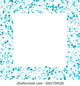 Vector colorful round confetti isolated on white background.Birthday card.Square card and frame.Template for holiday, party, birthday, wedding, solemnity.