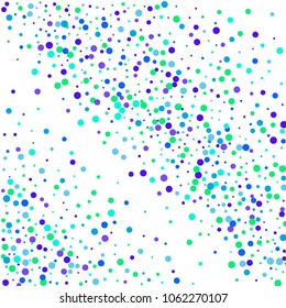 Vector colorful round confetti isolated on white background.Birthday card.Square card and frame.Template for holiday, party, birthday, wedding, solemnity.
