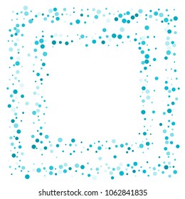 Vector colorful round confetti isolated on white background.Birthday card.Square card and frame.Template for holiday, party, birthday, wedding, solemnity.