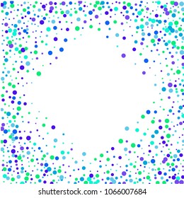 Vector colorful round confetti isolated on white background.Birthday card.Square card and frame.Template for holiday, party, birthday, wedding, solemnity.