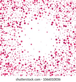 Vector colorful round confetti isolated on white background.Birthday card.Square card and frame.Template for holiday, party, birthday, wedding, solemnity.