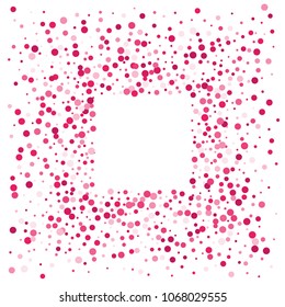 Vector colorful round confetti isolated on white background.Birthday card.Square card and frame.Template for holiday, party, birthday, wedding, solemnity.