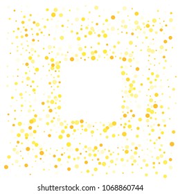 Vector colorful round confetti isolated on white background.Birthday card.Square card and frame.Template for holiday, party, birthday, wedding, solemnity.