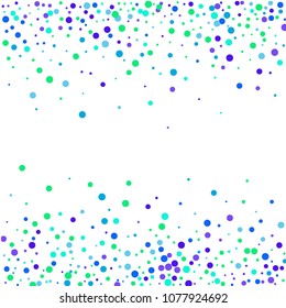 Vector colorful round confetti isolated on white background.Birthday card.Square card and frame.Template for holiday, party, birthday, wedding, solemnity.