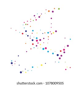 Vector colorful round confetti isolated on white background.Birthday card.Square card and frame.Template for holiday, party, birthday, wedding, solemnity.