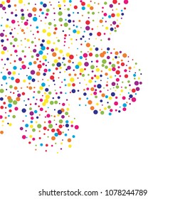 Vector colorful round confetti isolated on white background.Birthday card.Square card and frame.Template for holiday, party, birthday, wedding, solemnity.
