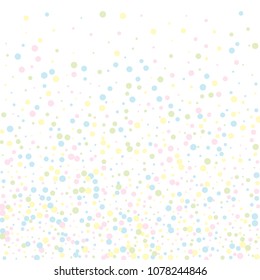 Vector colorful round confetti isolated on white background.Birthday card.Square card and frame.Template for holiday, party, birthday, wedding, solemnity.