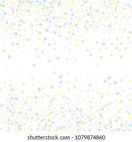 Vector colorful round confetti isolated on white background.Birthday card.Square card and frame.Template for holiday, party, birthday, wedding, solemnity.