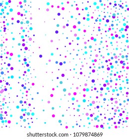 Vector colorful round confetti isolated on white background.Birthday card.Square card and frame.Template for holiday, party, birthday, wedding, solemnity.