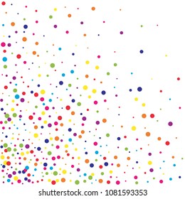 Vector colorful round confetti isolated on white background.Birthday card.Square card and frame.Template for holiday, party, birthday, wedding, solemnity.