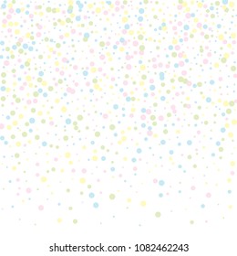 Vector colorful round confetti isolated on white background.Birthday card.Square card and frame.Template for holiday, party, birthday, wedding, solemnity.