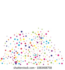 Vector colorful round confetti isolated on white background.Birthday card.Square card and frame.Template for holiday, party, birthday, wedding, solemnity.