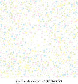 Vector colorful round confetti isolated on white background.Birthday card.Square card and frame.Template for holiday, party, birthday, wedding, solemnity.