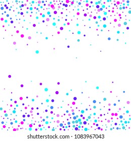Vector colorful round confetti isolated on white background.Birthday card.Square card and frame.Template for holiday, party, birthday, wedding, solemnity.