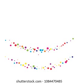 Vector colorful round confetti isolated on white background.Birthday card.Square card and frame.Template for holiday, party, birthday, wedding, solemnity.