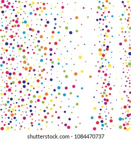 Vector colorful round confetti isolated on white background.Birthday card.Square card and frame.Template for holiday, party, birthday, wedding, solemnity.