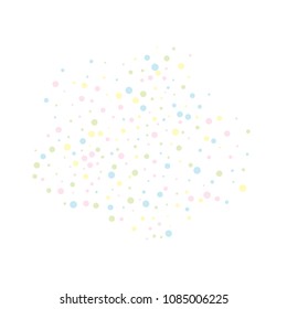 Vector colorful round confetti isolated on white background.Birthday card.Square card and frame.Template for holiday, party, birthday, wedding, solemnity.